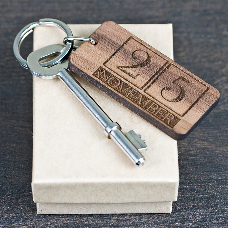 Personalised Custom Special Date Keyring - Rectangle Calendar Design