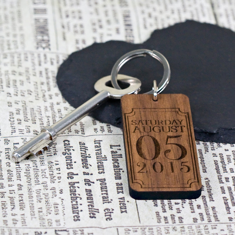 Personalised Custom Special Date Keyring - Rectangle Frame Design