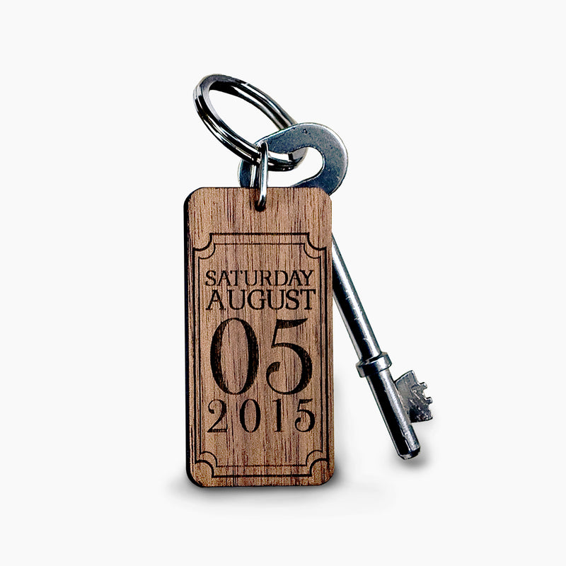 Personalised Custom Special Date Keyring - Rectangle Frame Design