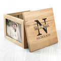 Personalised Oak Photo Keepsake Box with Couple Monogram
