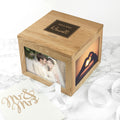 Personalised Contemporary Mr & Mrs Oak Photo Keepsake Box