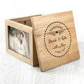 Personalised Couples' Oak Photo Keepsake Box with Heart Frame