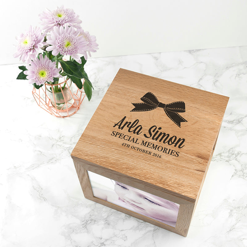 Personalised Baby's Special Memories Oak Photo Keepsake Box