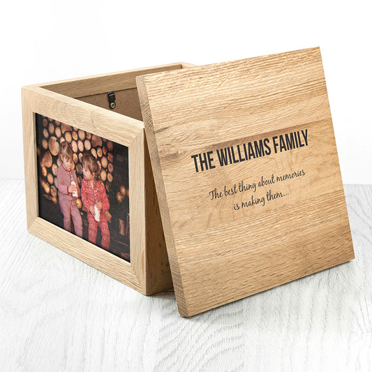 Personalised We Are Family Oak Photo Keepsake Box
