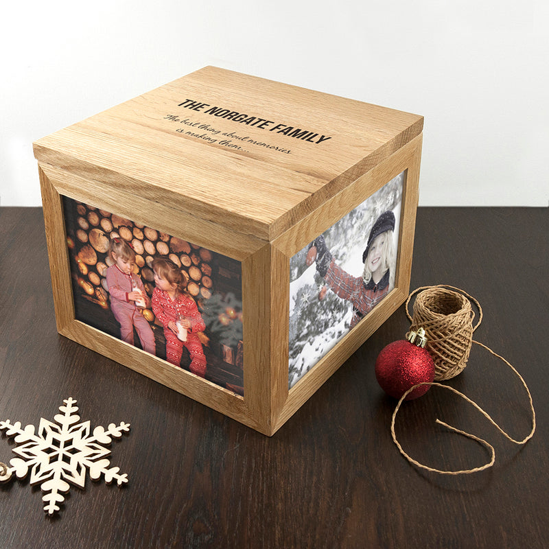 Personalised We Are Family Oak Photo Keepsake Box