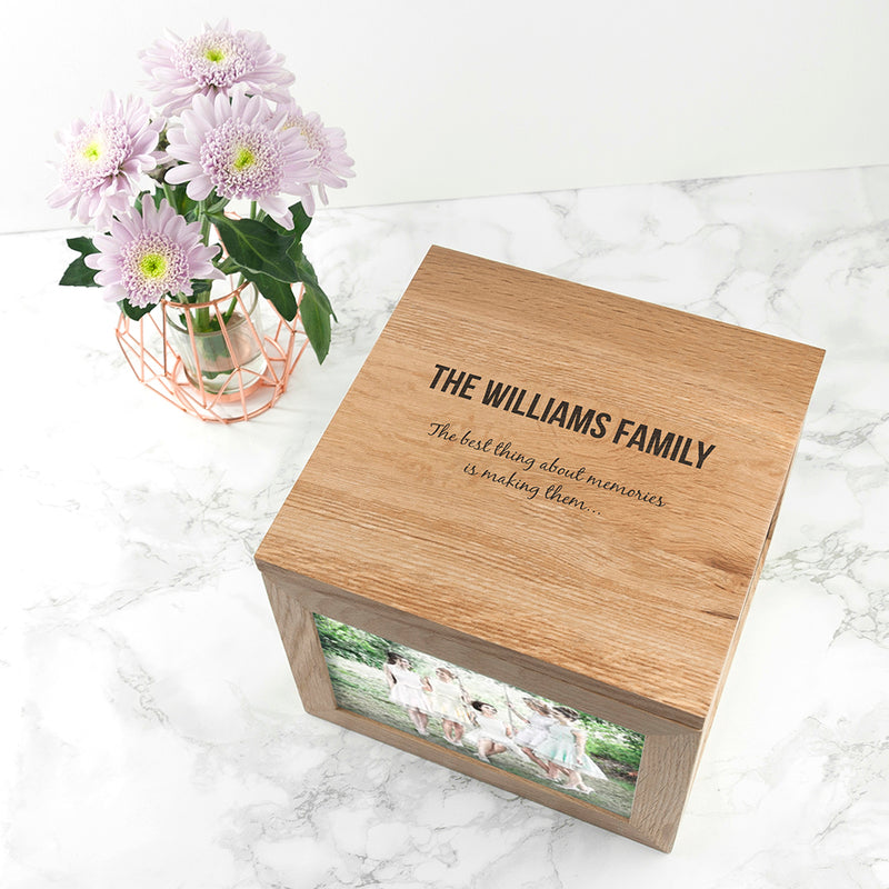 Personalised We Are Family Oak Photo Keepsake Box