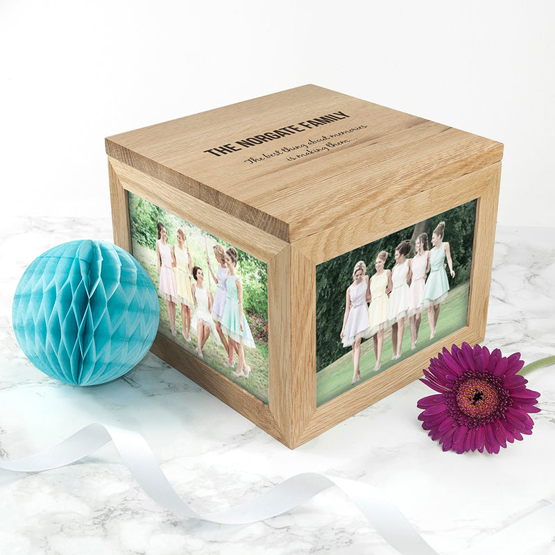 Personalised We Are Family Oak Photo Keepsake Box