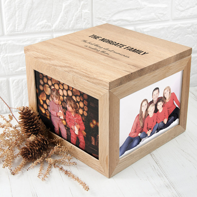 Personalised We Are Family Oak Photo Keepsake Box