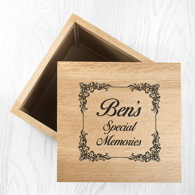 Personalised Vintage Style Oak Photo Keepsake Box