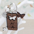 Personalised Butterfly Walnut Keyring