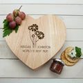Personalised Worlds Best Mum with Daisy Flowers Heart Cheese Board