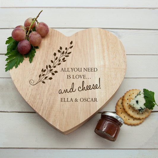 Personalised All You Need is Love Heart Cheese Board, alternate view