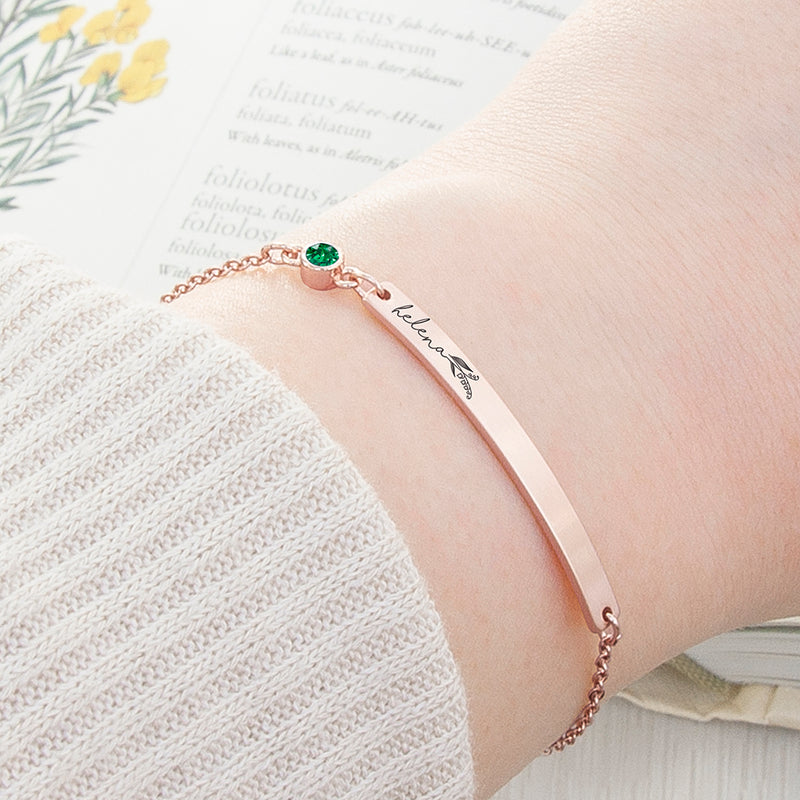 Personalised Birth Flower Swarovski Crystal Rose Gold Bracelet