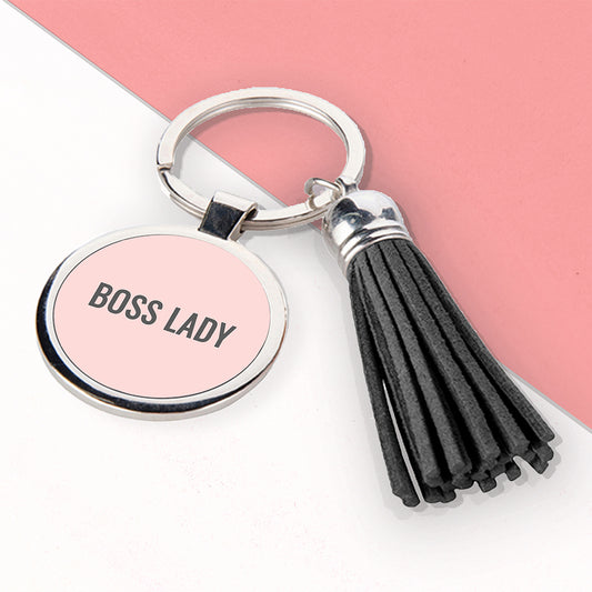 Personalised Boss Lady Tassle Keyring
