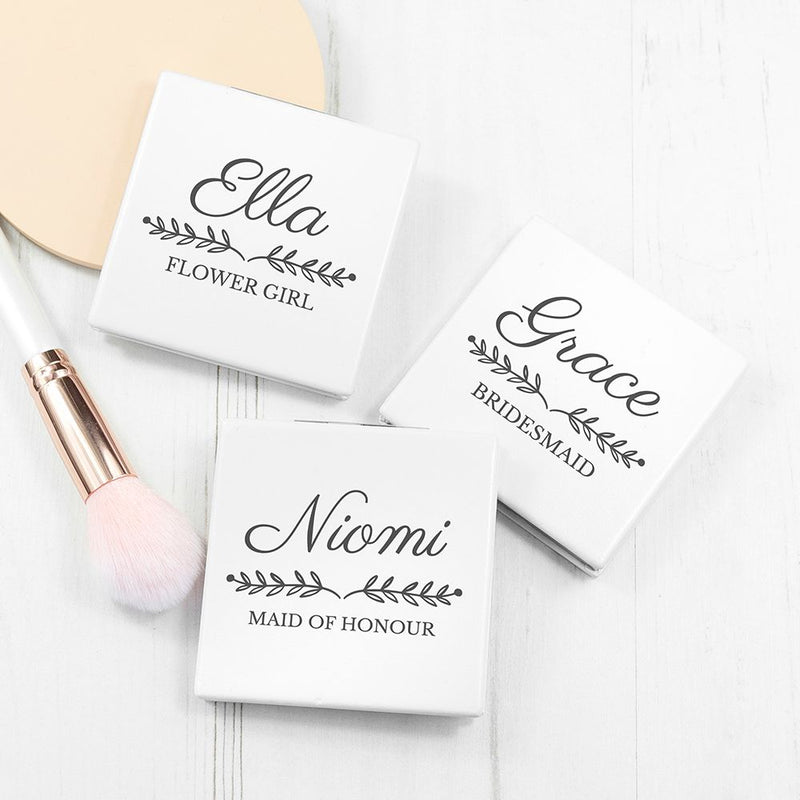 Personalised Bridal Party Square Compact Mirror