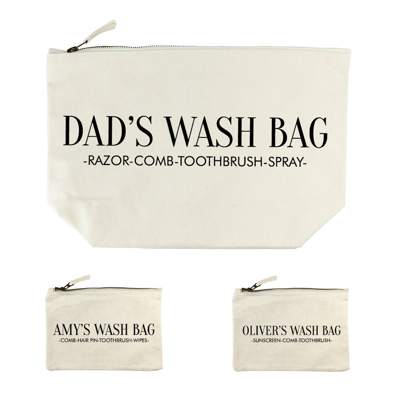 Personalised Daddy & Me Cream Wash Bags