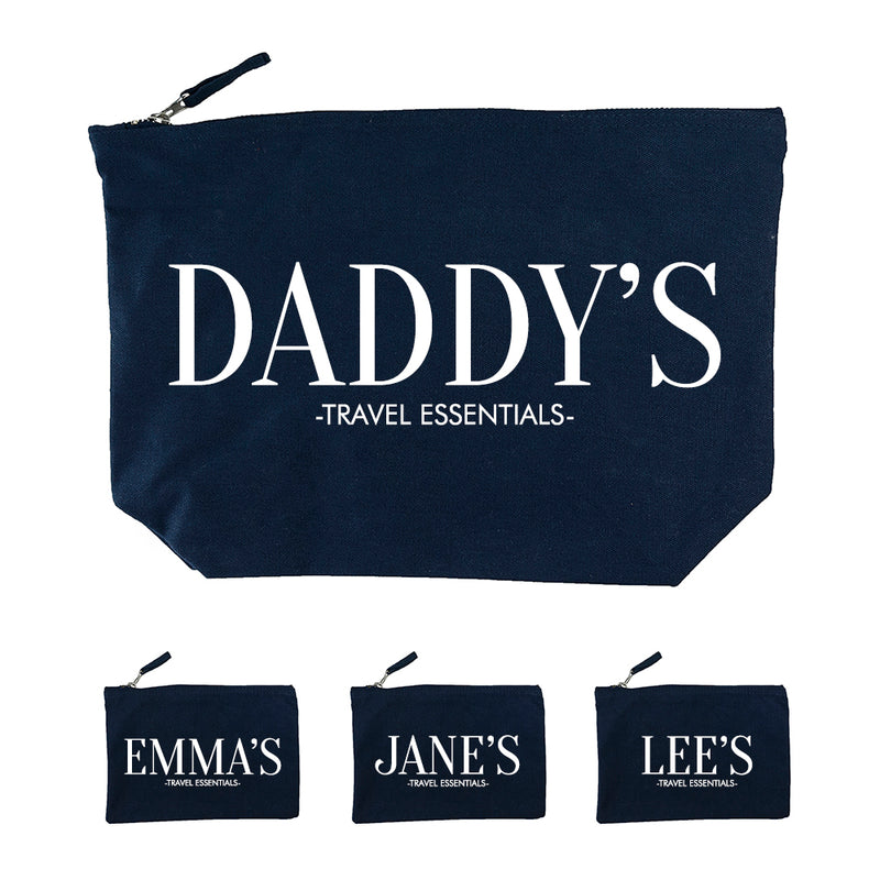 Personalised Daddy & Me Navy Wash Bags
