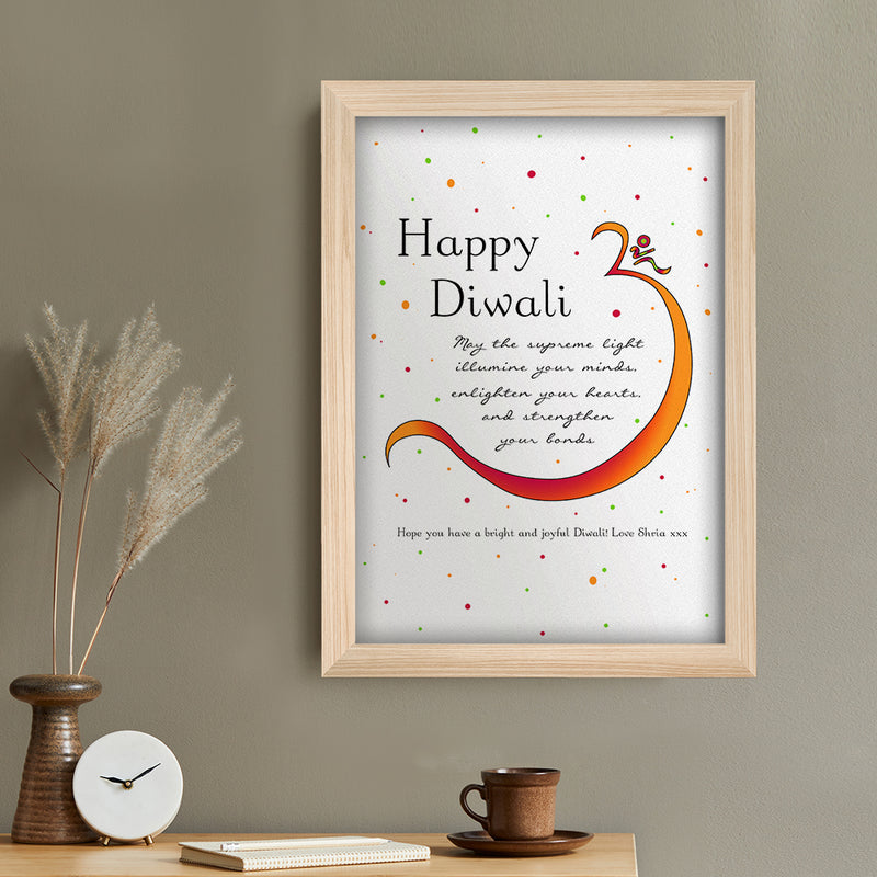 Personalised Diwali Colourful Om Symbol Framed Print