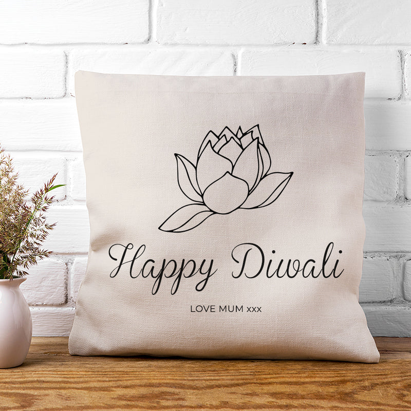 Personalised Diwali Lotus Cushion Cover