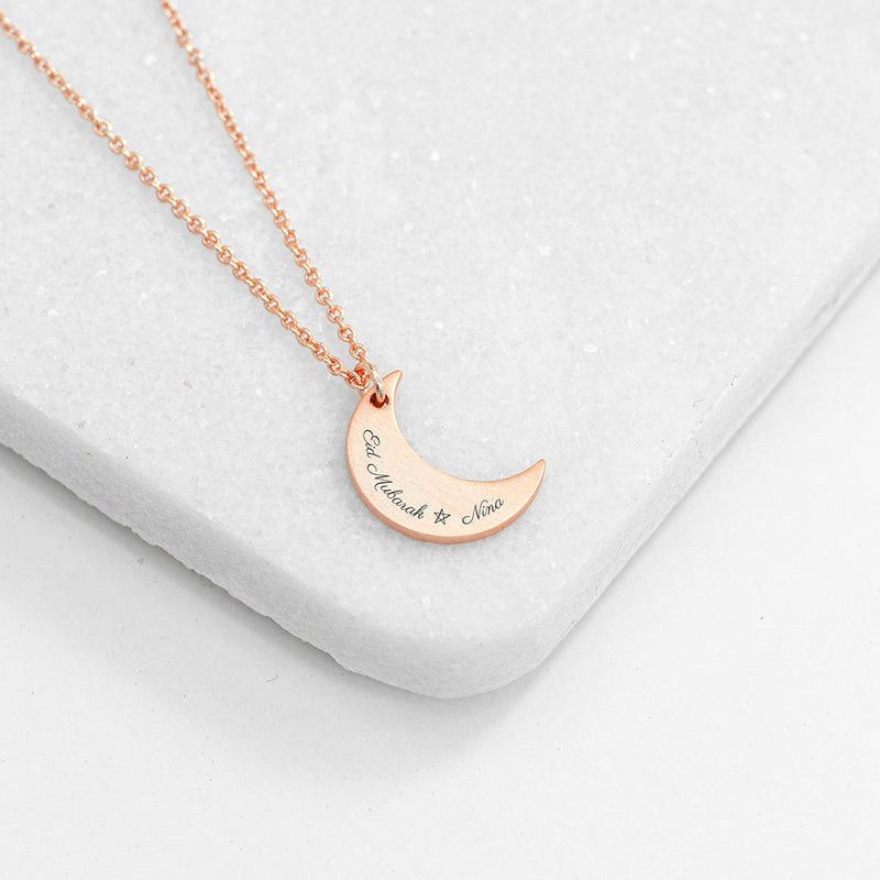 Personalised Eid Mubarak Crescent Moon Necklace
