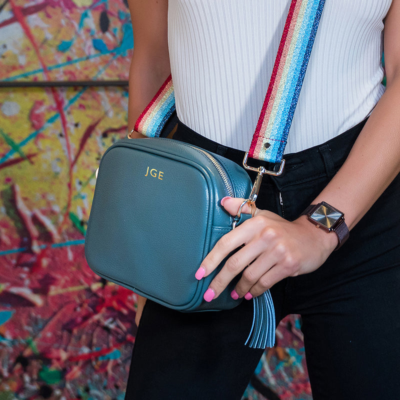 Personalised Elie Beaumont Light Blue with Rainbow Strap