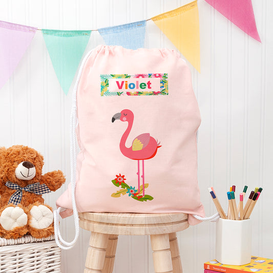 Personalised Flamingo Nursery Bag