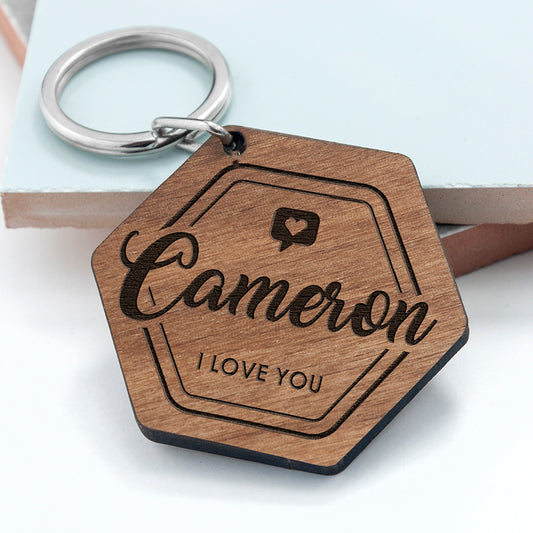Personalised I Love You Engraved Keyring