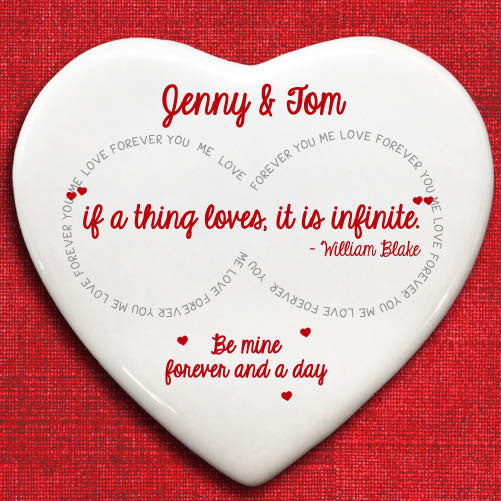 Personalised Infinite Love William Blake Quote Heart Keepsake