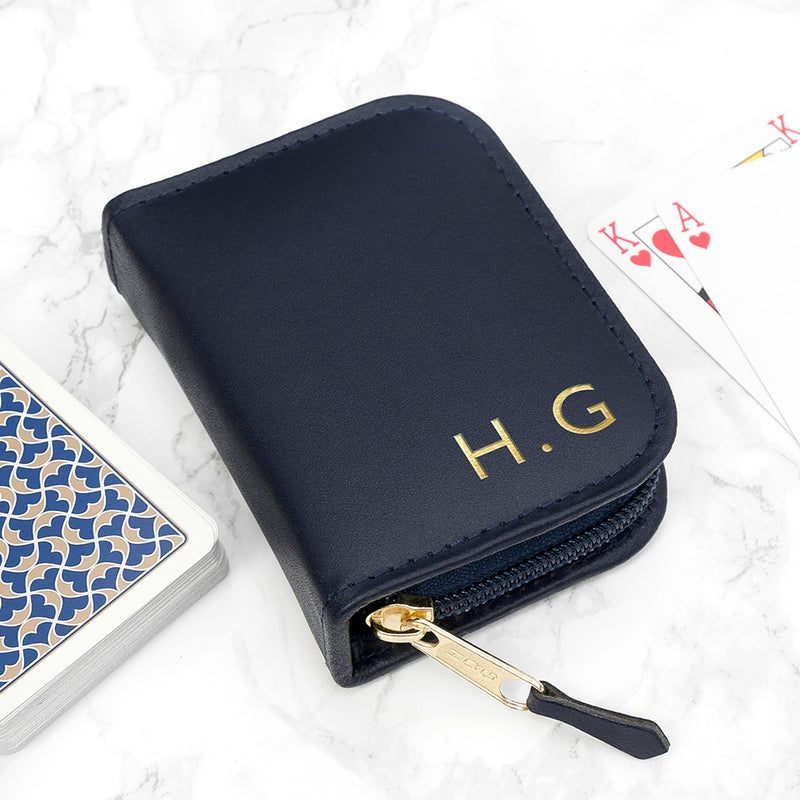 Personalised Leather Playing Card Case