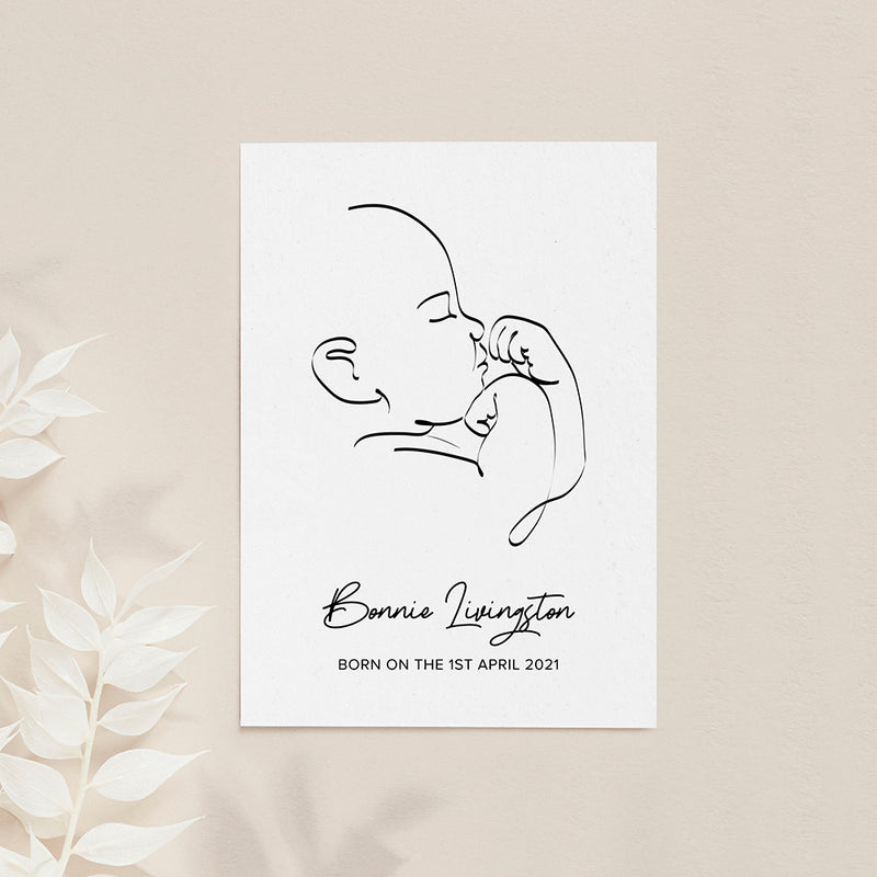 Personalised Line Art Relaxed Baby Print