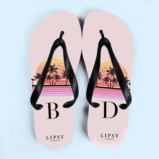 Personalised Lipsy Palm Tree Sunrise Flip Flops