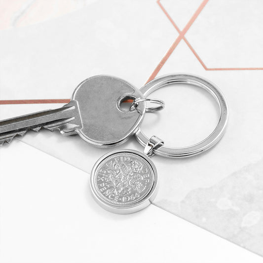 Personalised Lucky Sixpence Keyring