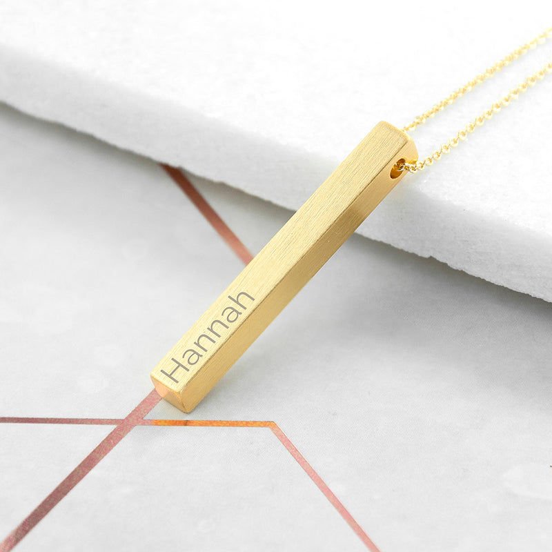 Personalised Matt Vertical Bar Necklace