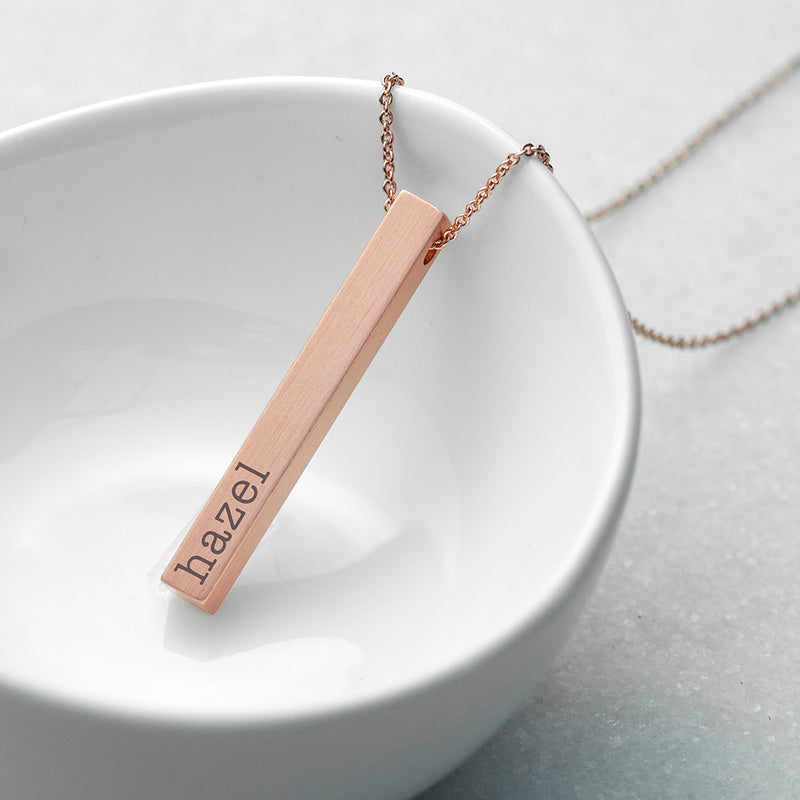 Personalised Matt Vertical Bar Necklace