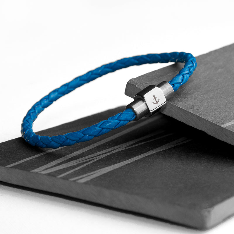 Personalised Men's Anchor Woven Leather Bracelet