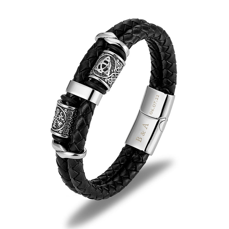 Personalised Men's Celtic Knot Leather Bracelet
