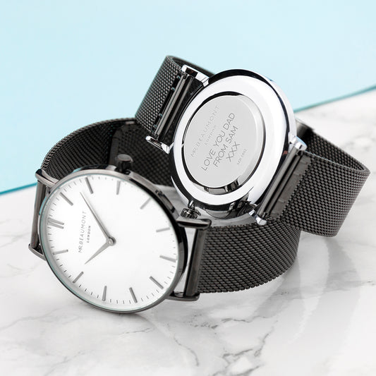 Personalised Men's Metallic Charcoal Grey Watch