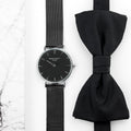 Personalised Men's Metallic Charcoal Grey Watch With Black Face