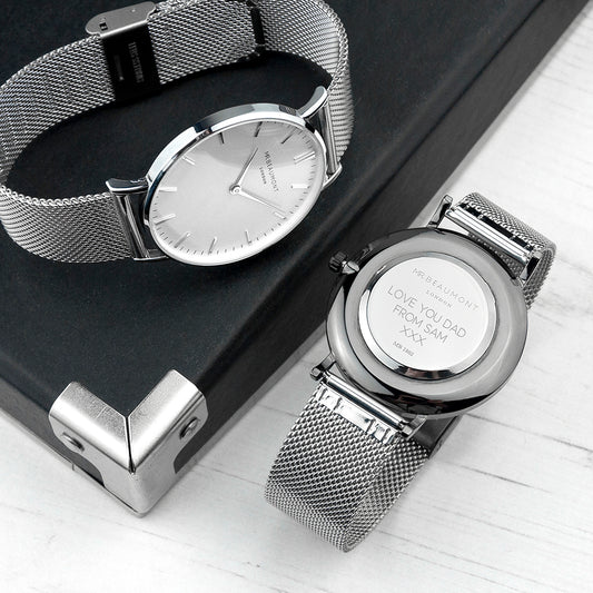 Personalised Men's Metallic Silver Watch