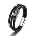 Personalised Men's Skulls Leather Rope Bracelet