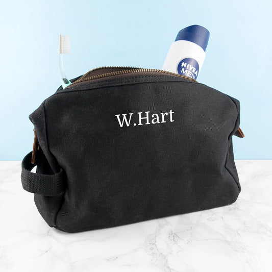 Personalised Men's Waxed Wash Bag