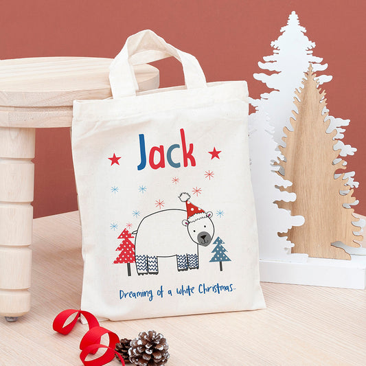 Personalised Natural Christmas Party Bag