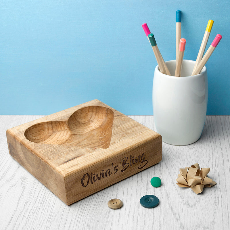 Personalised Solid Oak Trinket Dish