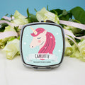 Personalised Sparkle Squad Square Blue Compact Mirror