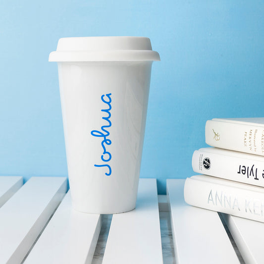 Personalised Summer Style Ceramic Travel Mug - Blue