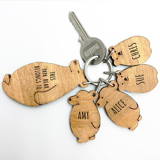 Personalised This Papa Bear Belongs To Keyring Set