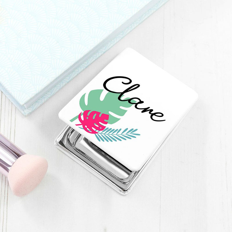 Personalised Tropical Rectangle Compact Mirror