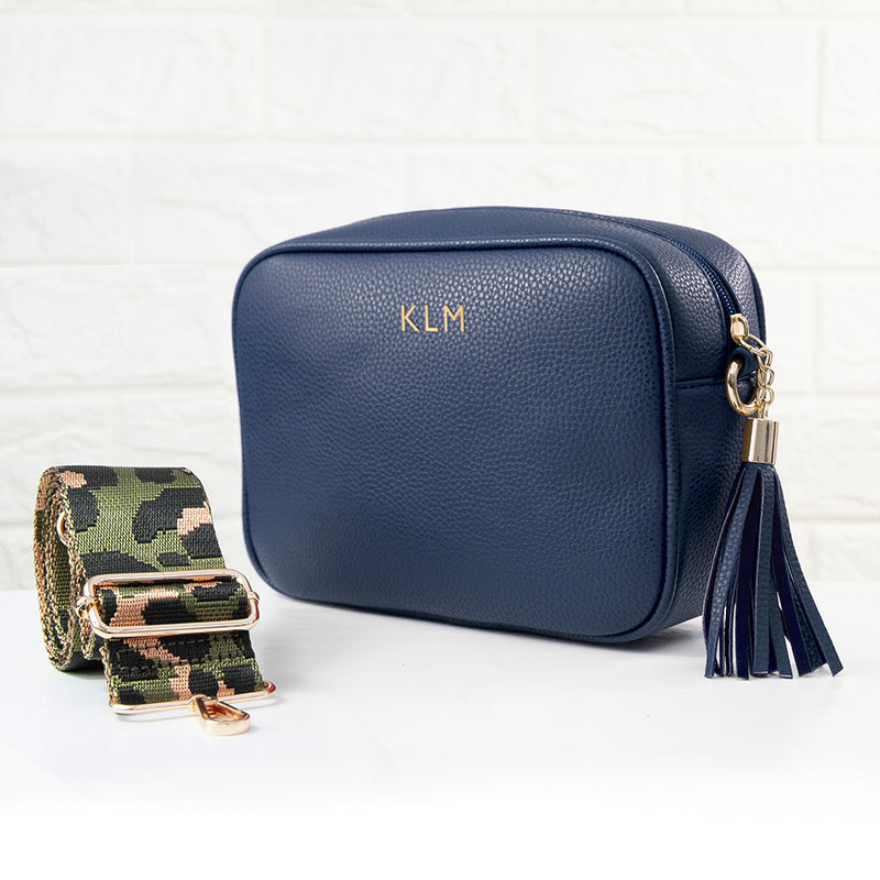 Personalised Luxury Crossbody Bag in Navy