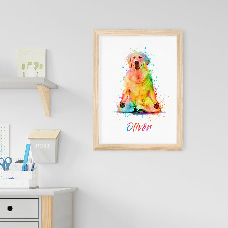Personalised Watercolour Dog Yoga Print