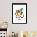Personalised Watercolour Zebra Cycling Print